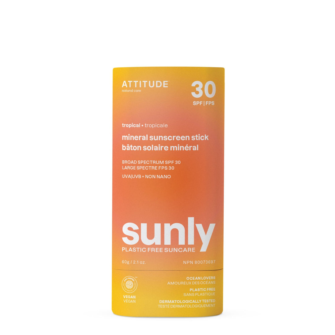 Sunly sunscreen stick packaging with gradient design on a white background